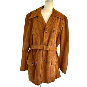 Vintage Suede Leather Jacket with Waist Tie | Heavy Quality | Approx Men’s L